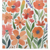 テラコッタワイルドフラワーボホ素朴バスルームのデコール シャワーカーテン (正面)