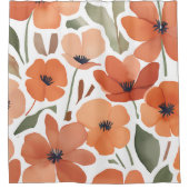 テラコッタワイルドフラワーボホ素朴バスルームのデコール シャワーカーテン (正面)