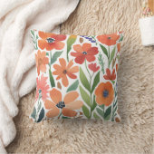 テラコッタワイルドフラワーボホ素朴春アクセント クッション (ブランケット)