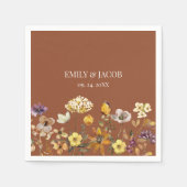 テラコッタワイルドフラワーボホ結婚のナプキンス スタンダードカクテルナプキン (正面)