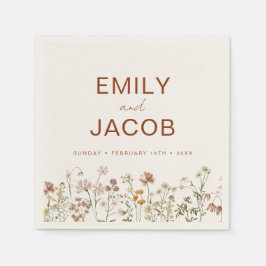 テラコッタワイルドフラワーボホ結婚の開花 スタンダードカクテルナプキン