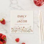 テラコッタワイルドフラワーボホ結婚の開花 スタンダードカクテルナプキン (インサイチュ)