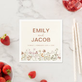 テラコッタワイルドフラワーボホ結婚の開花 スタンダードカクテルナプキン (インサイチュ)
