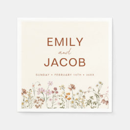 テラコッタワイルドフラワーボホ結婚の開花 スタンダードカクテルナプキン