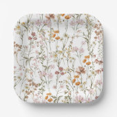 テラコッタワイルドフラワーボホ結婚ズイン開花ガーデン ペーパープレート (正面)