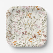 テラコッタワイルドフラワーボホ結婚ズイン開花ガーデン ペーパープレート (正面)