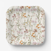 テラコッタワイルドフラワーボホ結婚ズイン開花ガーデン ペーパープレート (正面)