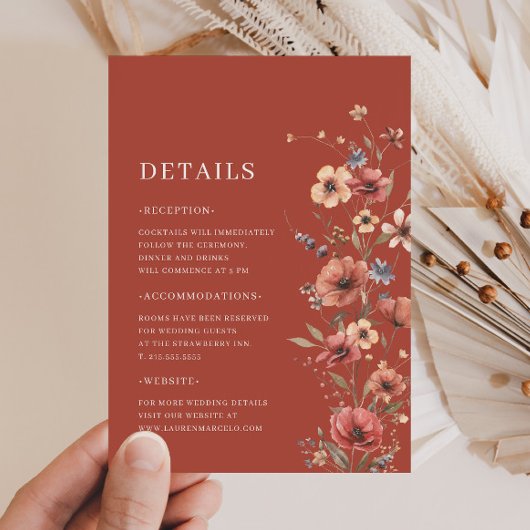 テラコッタワイルドフラワーボー結婚ホのエンクロージャカード エンクロージャーカード