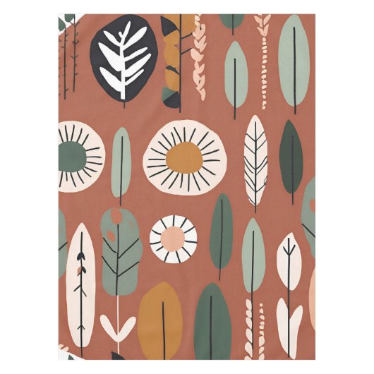 テラコッタワイルドフラワーボ素朴ホ春デコール テーブルクロス (正面)