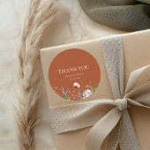 テラコッタワイルドフラワーメドウありがとうステッカー ラウンドシール