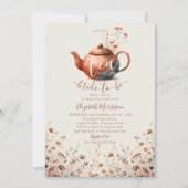 テラコッタワイルドフラワーモダンズブライダルティーシャワー 招待状 (正面)