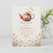 テラコッタワイルドフラワーモダンズブライダルティーシャワー 招待状 (スタンド正面)