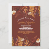 テラコッタワイルドフラワー秋のウェディングレセプション 招待状 (正面)