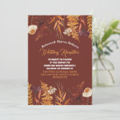 テラコッタワイルドフラワー秋のウェディングレセプション 招待状 (スタンド正面)