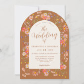 テラコッタワイルドフラワー秋の結婚式 招待状 (正面)
