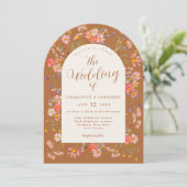 テラコッタワイルドフラワー秋の結婚式 招待状 (スタンド正面)