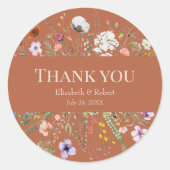 テラコッタワイルドフラワー結婚の牧草地 ラウンドシール (正面)
