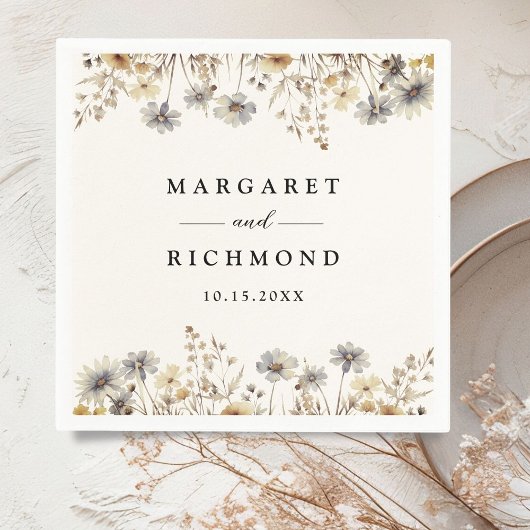 テラコッタワイルドフラワー結婚フローラの紙ナプキン スタンダードカクテルナプキン