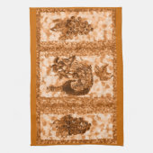 テラコッタワインおよびブドウのアメリカ人のMoJoの台所T キッチンタオル (縦)