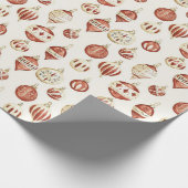 テラコッタヴィンテージオーナメントパターンホリデーキリスト ラッピングペーパー (角)