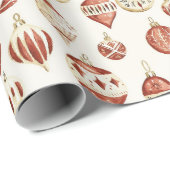 テラコッタヴィンテージオーナメントパターンホリデーキリスト ラッピングペーパー (ロールコーナー)
