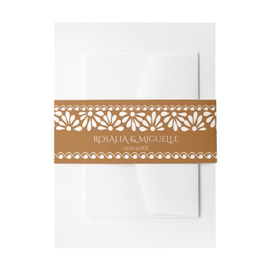 テラコッタヴィンテージタラベラ結婚メキシコ 招待状ベリーバンド (正面例)