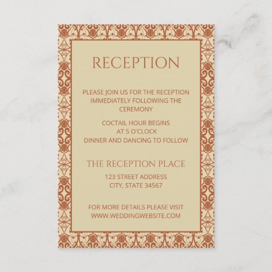 テラコッタヴィンテージボホ結婚ズ エンクロージャーカード (正面)