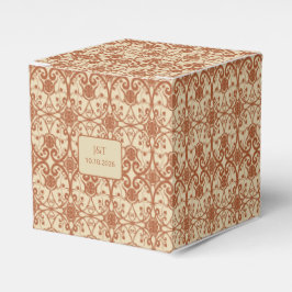 テラコッタヴィンテージボホ結婚式の引き出物ボックス フェイバーボックス