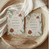 テラコッタヴィンテージ植物学結婚式招待状 招待状