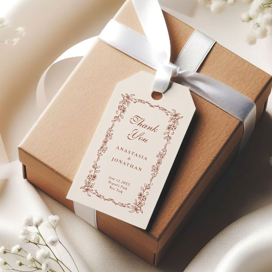 テラコッタヴィンテージ結婚フローラサンキュー ギフトタグ