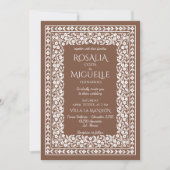 テラコッタヴィンテージ縁ど結婚フローラ 招待状 (正面)