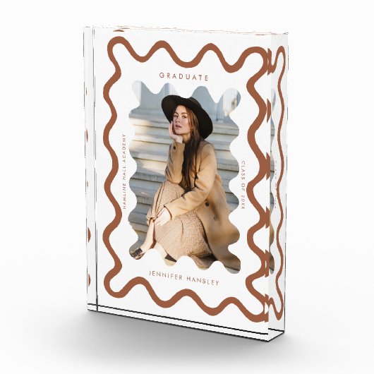 テラコッタ予測できな波状線の卒業記念テープ フォトブロック (右)