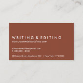 テラコッタ作家ブロガーのフリーランサー・タイプライター 名刺 (裏面)