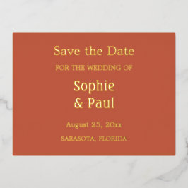 テラコッタ保存ザデイトフォイル招待状はがき 箔招待状ポストカード