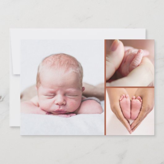 テラコッタ写真コラージュのスクリプトバプテスマ サンキューカード (裏面)