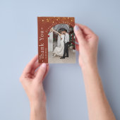 テラコッタ写真バジェット結婚ズサンキューカード チラシ (手)