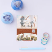 テラコッタ写真結婚式QRコード救日付 チラシ (シングル)