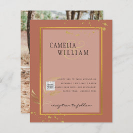 テラコッタ写真QRコード結婚式の招待救日付