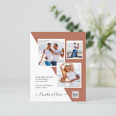 テラコッタ写真QRコード結婚式の招待救日付 (スタンド正面)