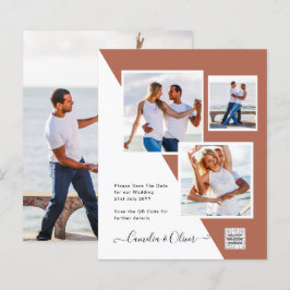 テラコッタ写真QRコード結婚式の招待救日付