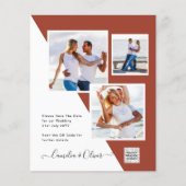 テラコッタ写真QRコード結婚式の招待救日付 (正面)