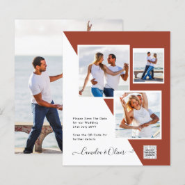 テラコッタ写真QRコード結婚式の招待救日付