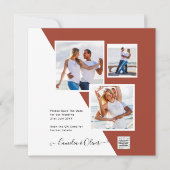 テラコッタ写真QRコード結婚式の招待救日付 (正面)