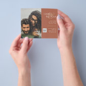 テラコッタ写真QRコード結婚式の招待救日付 チラシ (手)