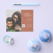 テラコッタ写真QRコード結婚式の招待救日付 チラシ (シングル)