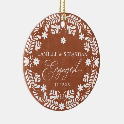 テラコッタ初めてのクリスマス婚約写真 セラミックオーナメント (右)