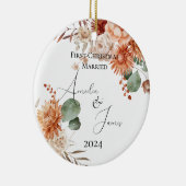 テラコッタ初めてのクリスマス 結婚した セラミックオーナメント (右)