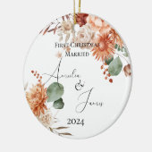 テラコッタ初めてのクリスマス 結婚した セラミックオーナメント (左)