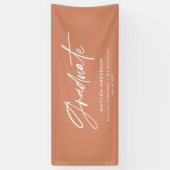 テラコッタ卒業モダンスクリプトミニマルパーティー 横断幕 (縦)