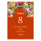 テラコッタ地中海のフローラア結婚ーチ テーブルナンバー (裏面)